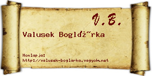 Valusek Boglárka névjegykártya